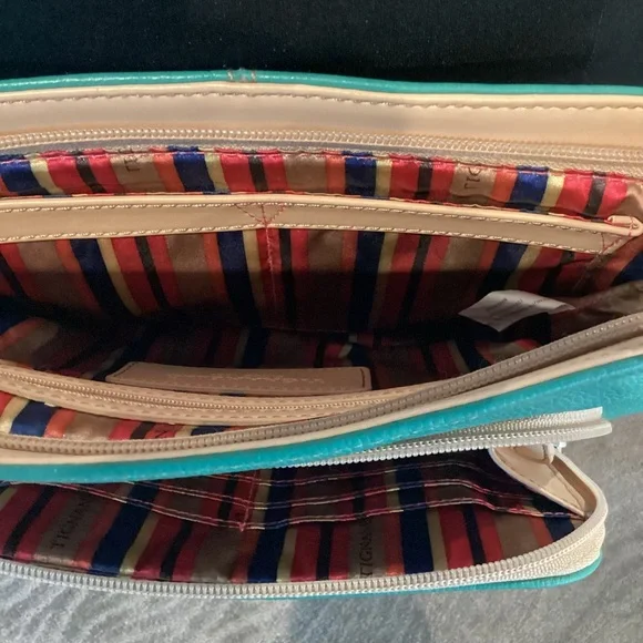 Tignanello Crossbody leather bag with card slots and zippered compartments. - Picture 8 of 14